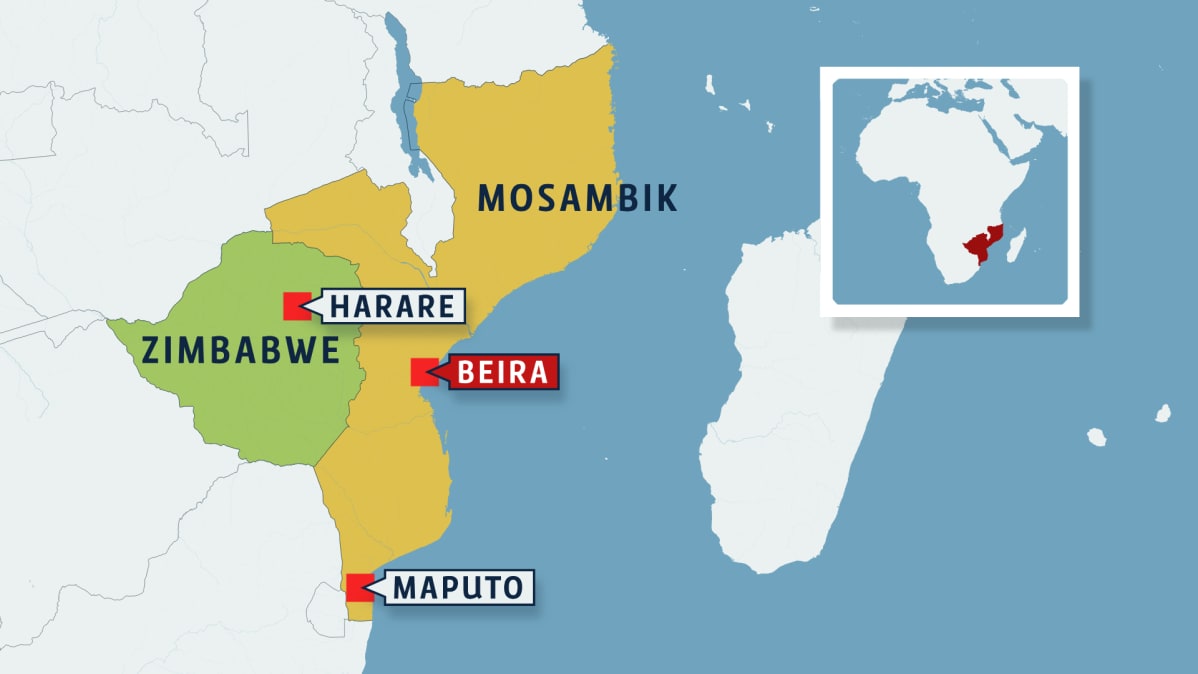 Mosambik Zimbabwe -kartta