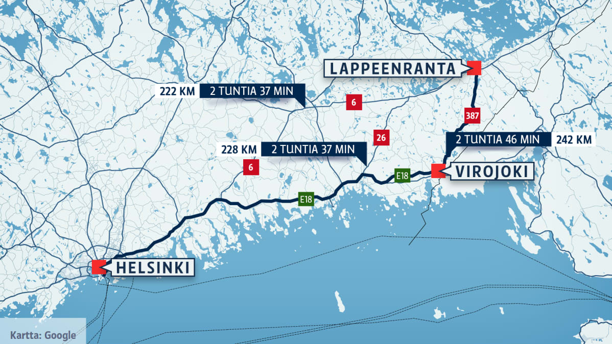 reittivaihtoehdot lappeenranta helsinki