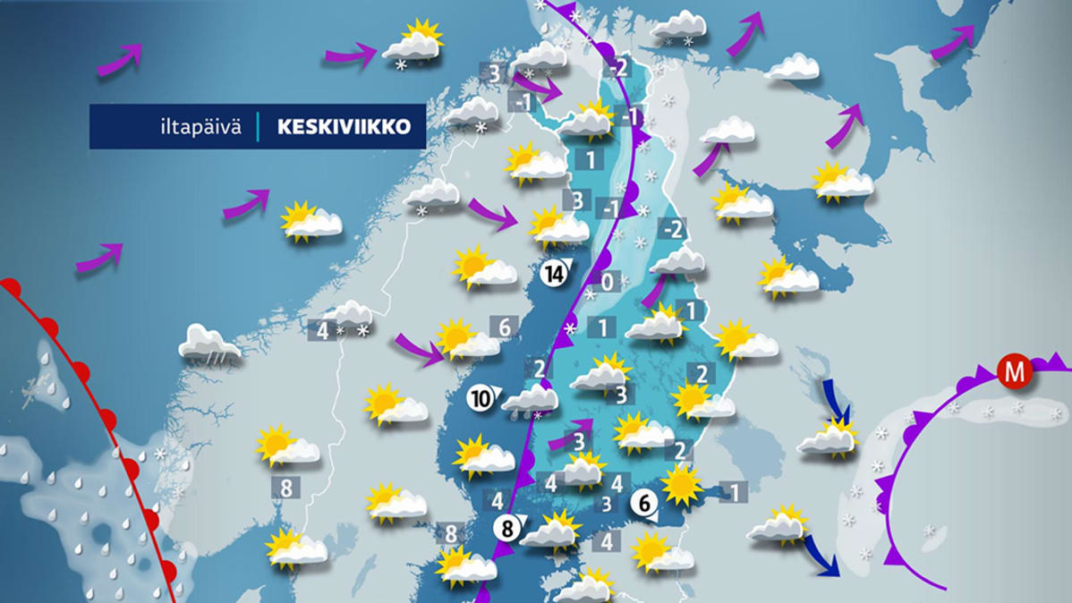 Keskiviikon sääennuste.