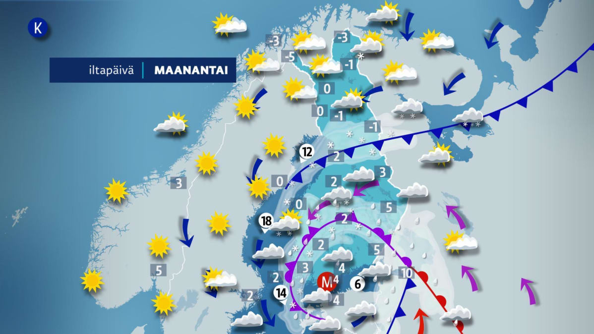 maanantain sääkartta