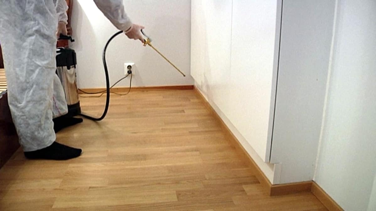 Tuholaistorjuja suihkuttaa myrkkyä