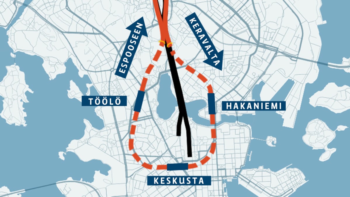 Pisararadan asemat tulevat olemaan Töölö, Keskusta ja Hakaniemi.
