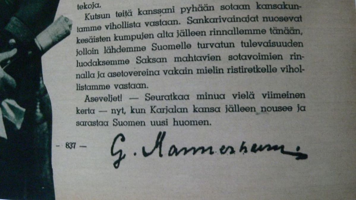 ylipäällikön päiväkäsky kesäkuussa 1941