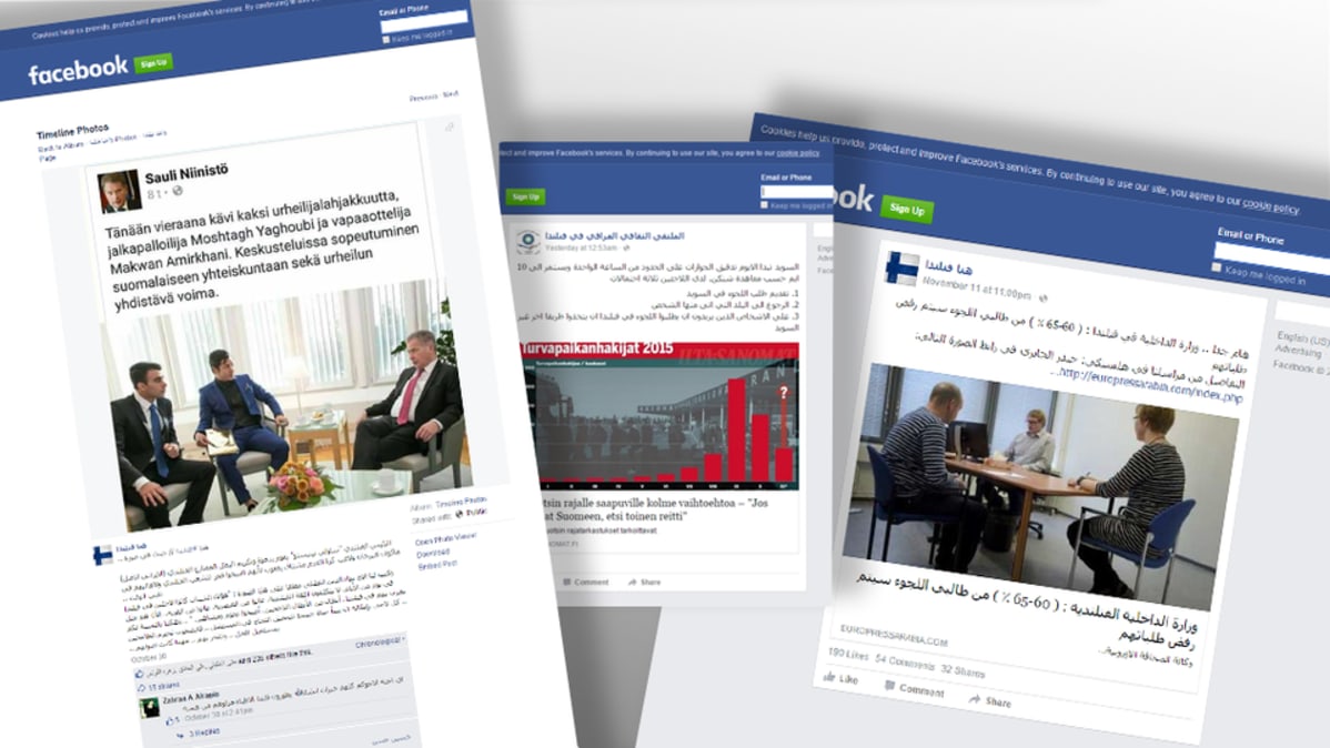 Valikoima facebook-uutisia.