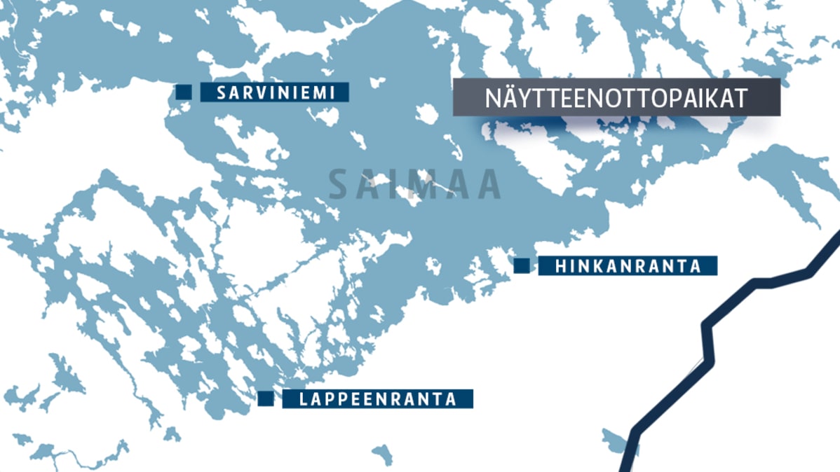 Vesinäytteiden ottopaikat kartalla.