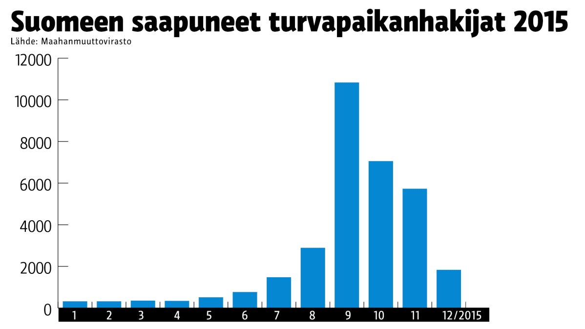 Tilastografiikka turvapaikanhakijoista 2015.