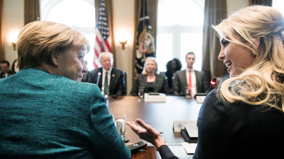 Ivanka Trump ja Saksan liittokansleri Angela Merkel.