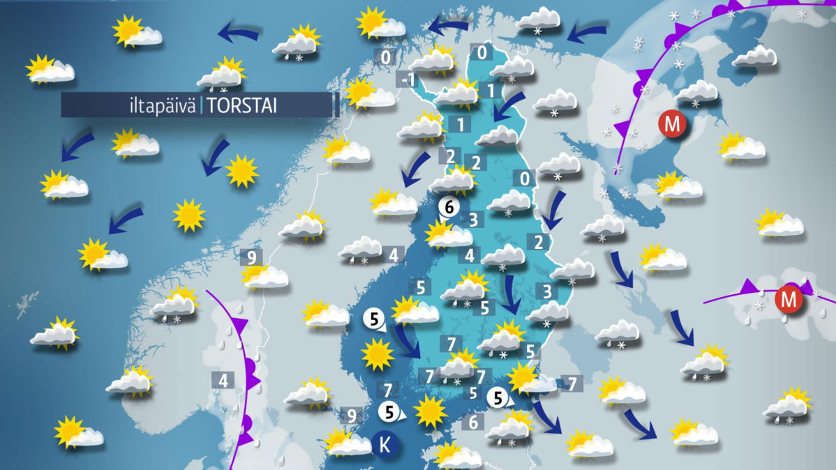 Sääkartta torstaille 11. toukokuuta.