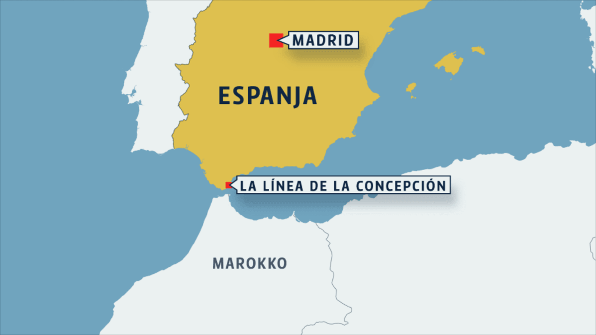 espanjan kartta jossa La Linea de la Concepcion