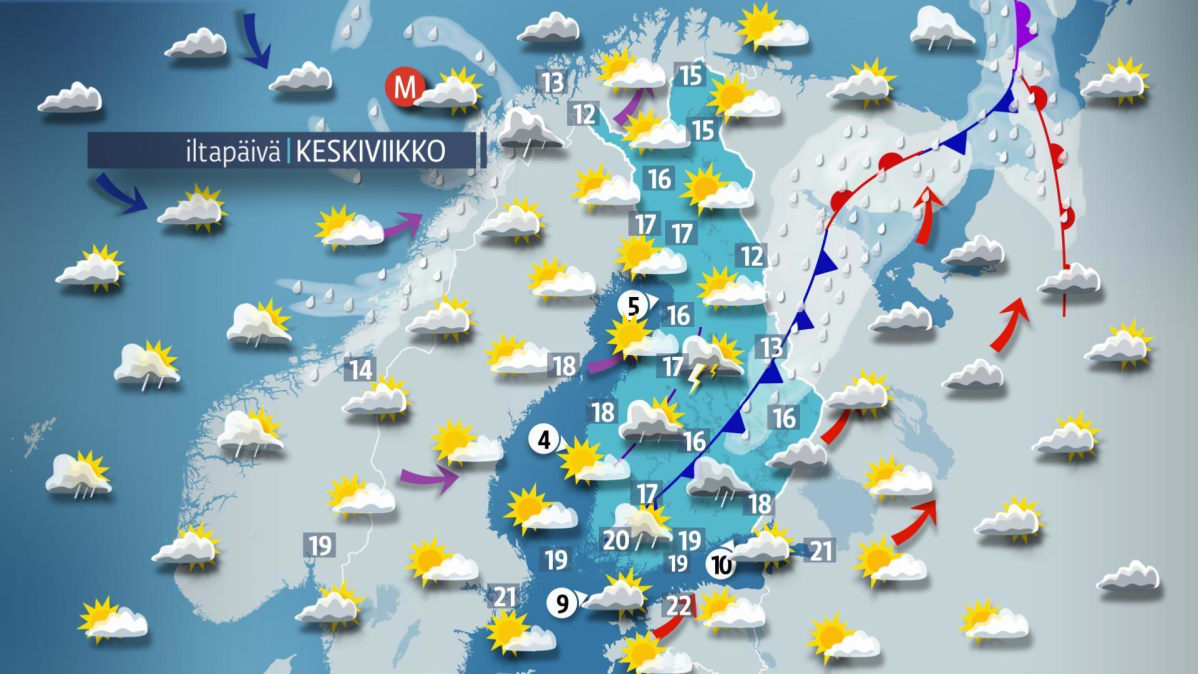 keskiviikon sääkartta