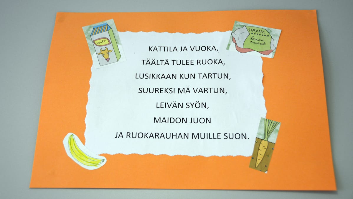 Teksti ruokalorusta, joka luetaan päiväkodissa ennen lounasta