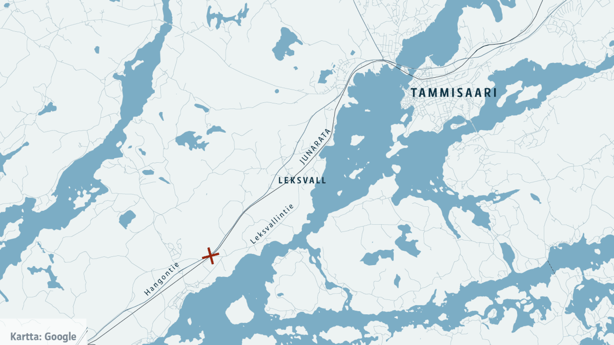 Onnettomuuspaikka kartalla.