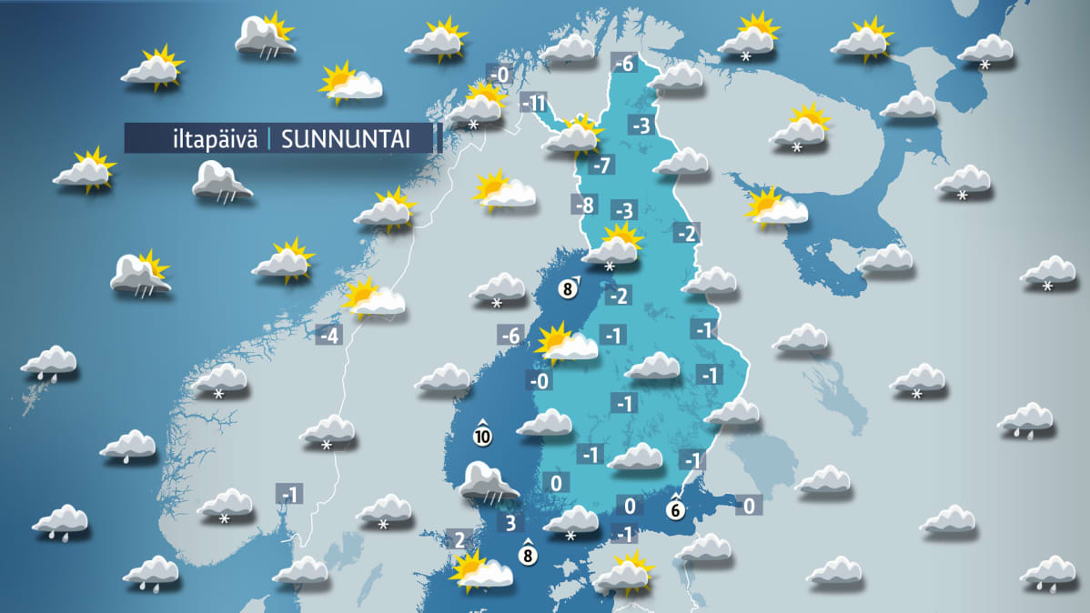 sunnuntain sääkartta