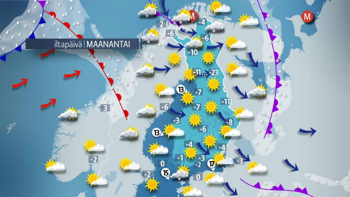 maanantain sääkartta