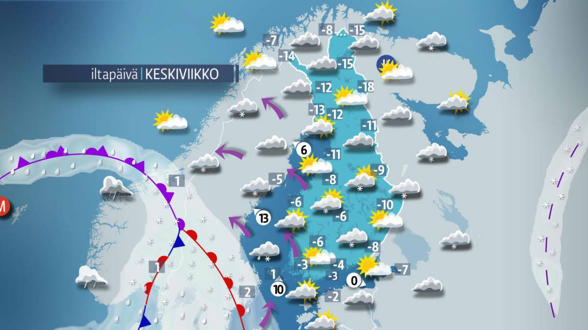 keskiviikon sääkartta