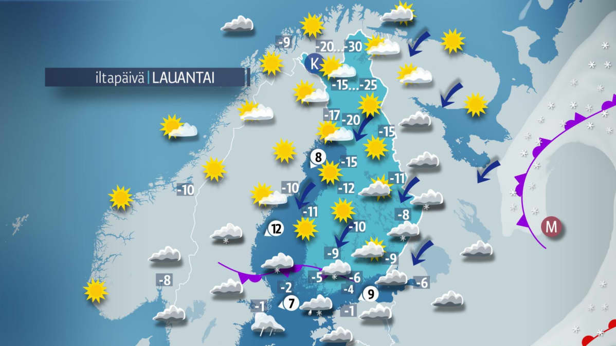 Lauantai-iltapäivän sää.