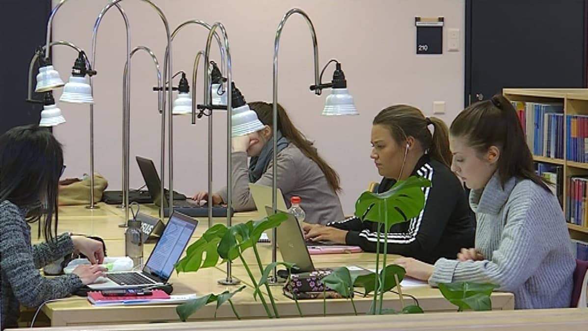 Opiskelijat Lapin yliopiston kirjastossa
