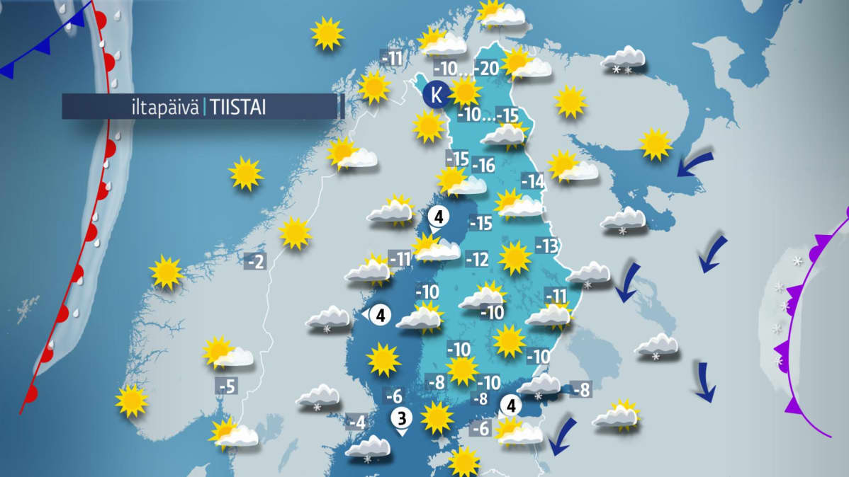 iltapäivän sääkartta