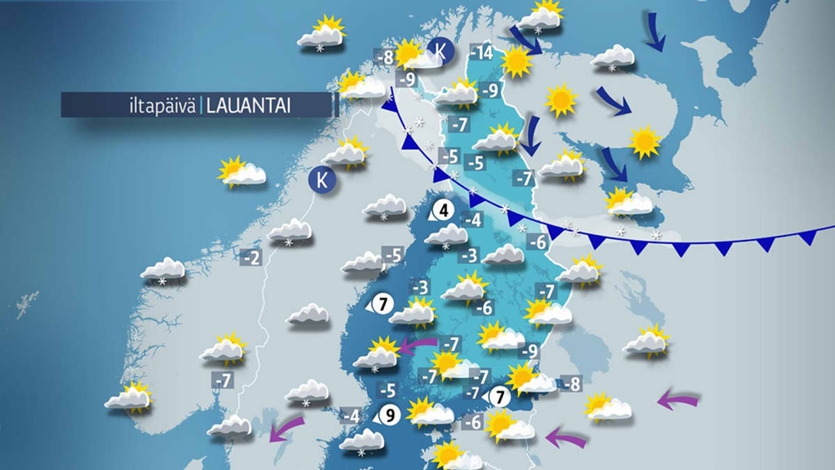 Lauantain sääennuste.