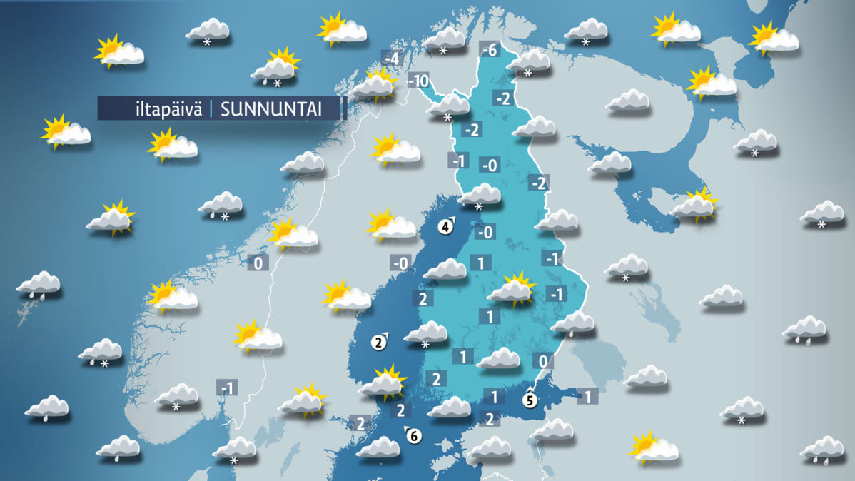 sunnuntain sääkartta