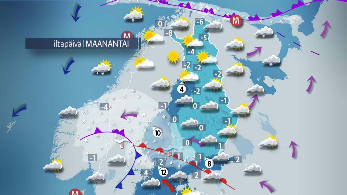 maanantain sääkartta