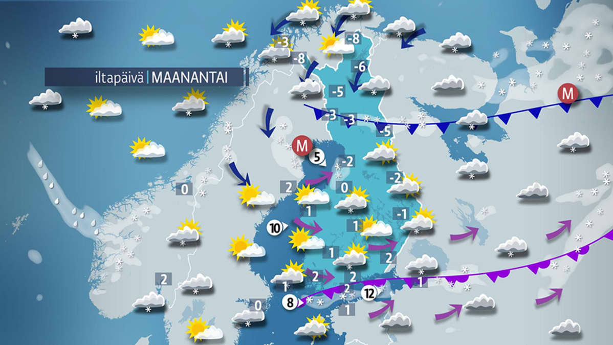 Maanantain sääennuste.