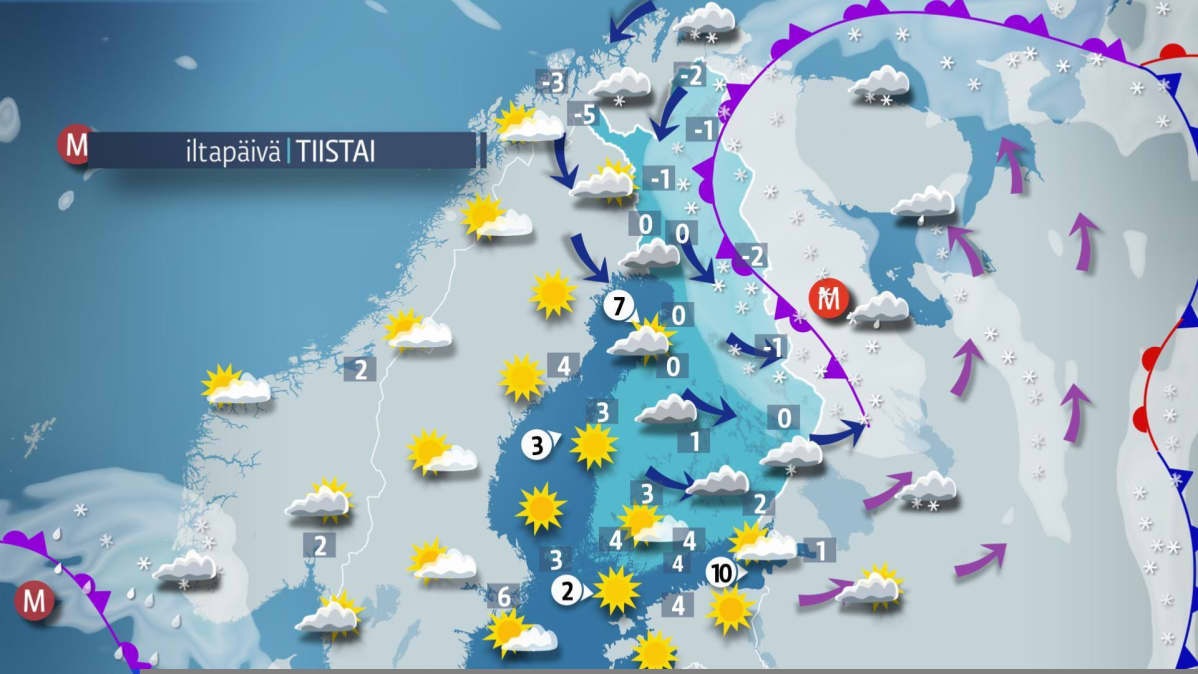 tiistain sääkartta