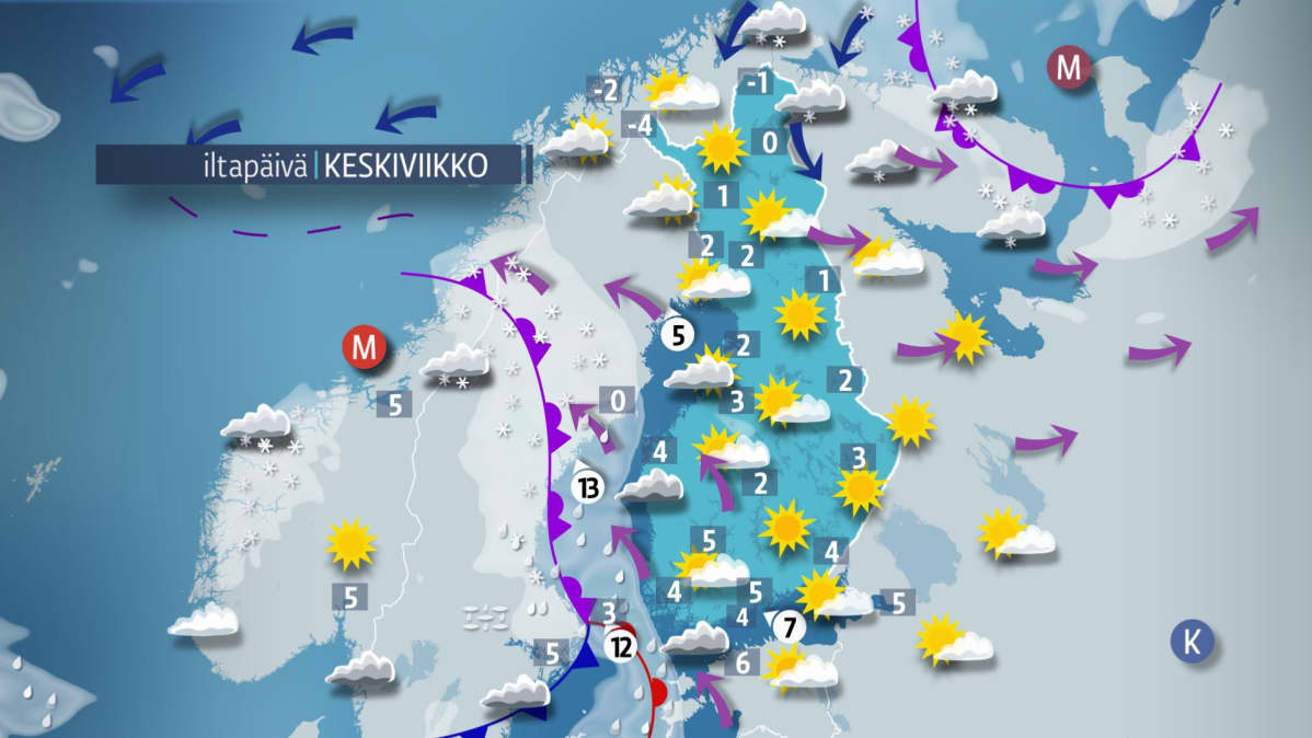 Iltapäivän sääkartta
