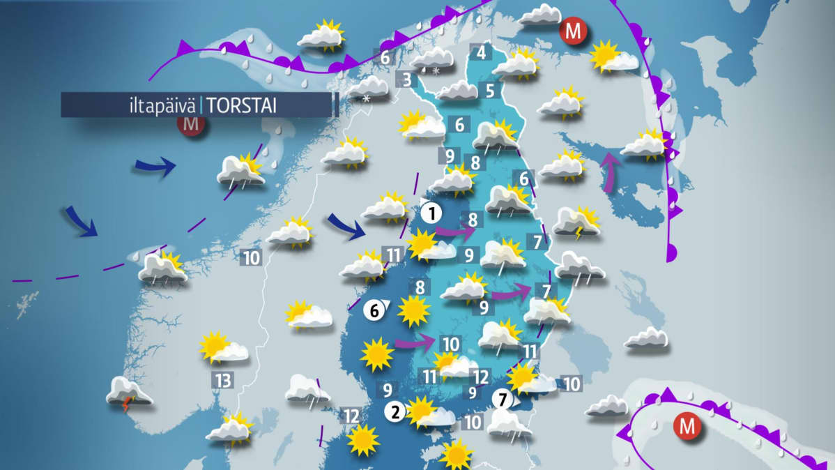 Torstain sääkartta.