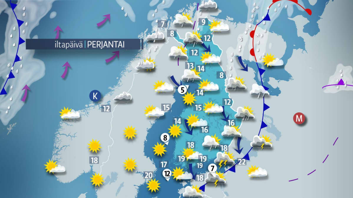 perjantain sääkartta