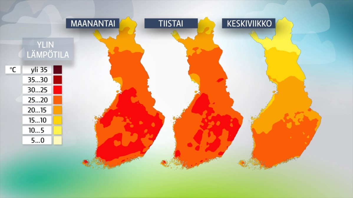 Säägrafiikkaa: Lämpötilaennuste 21.-23.5.