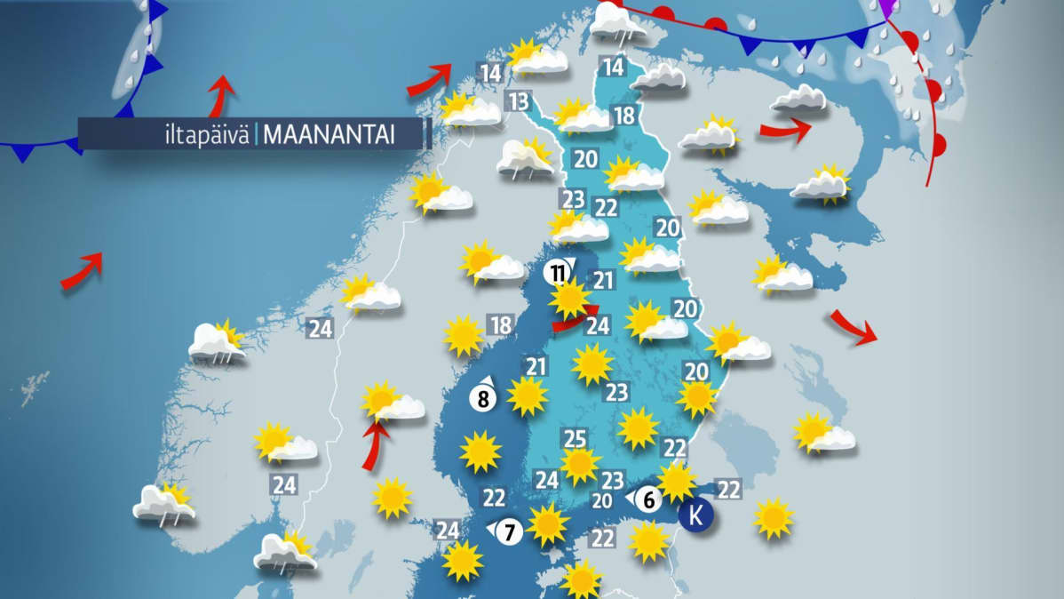 maanantain sääkartta