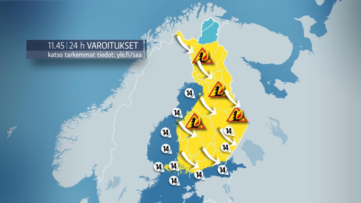 Varoituskartta 3. kesäkuuta.