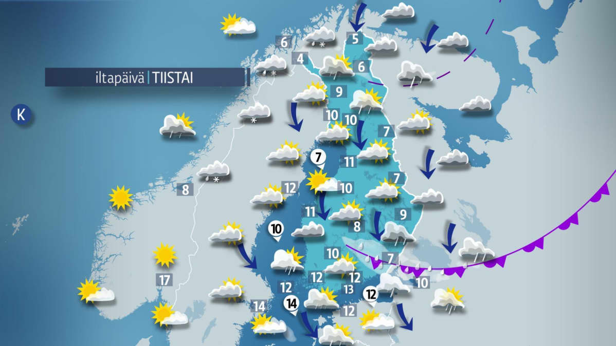 tiistain sääkartta