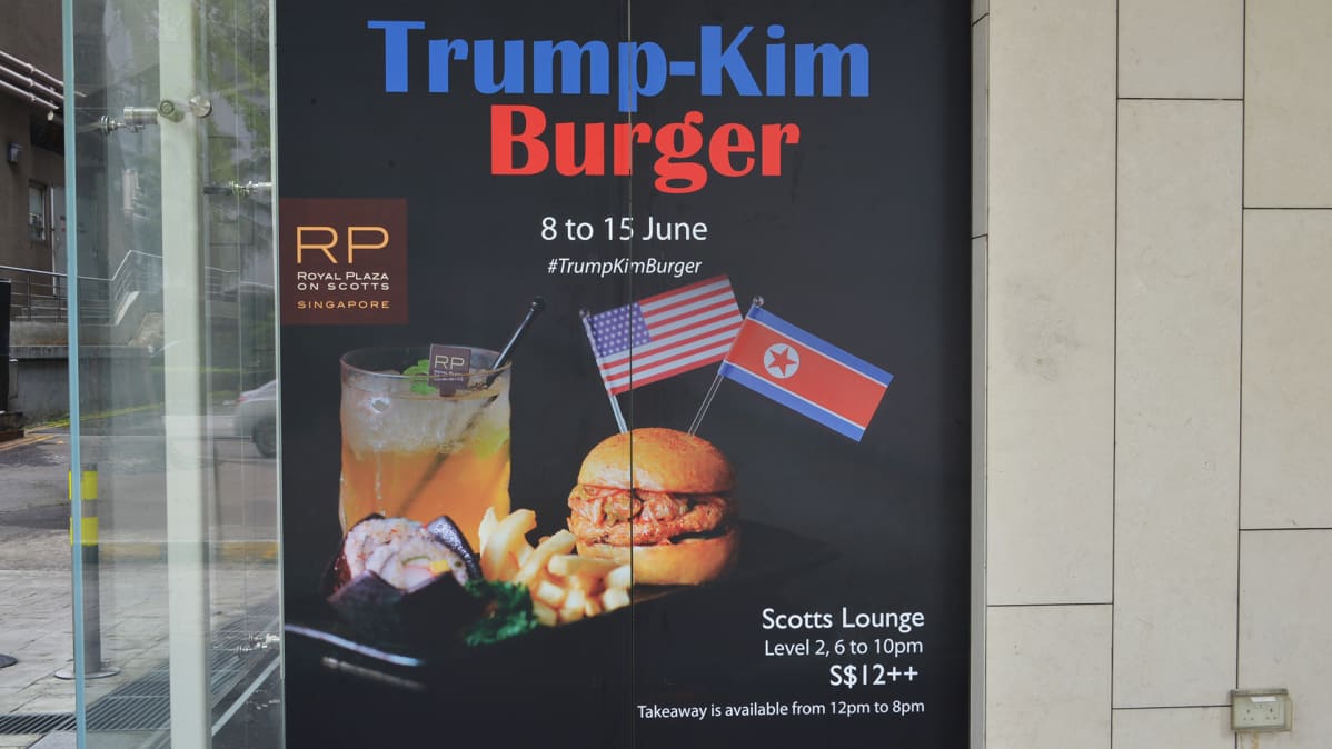 Trump-Kim Burgerin mainos.