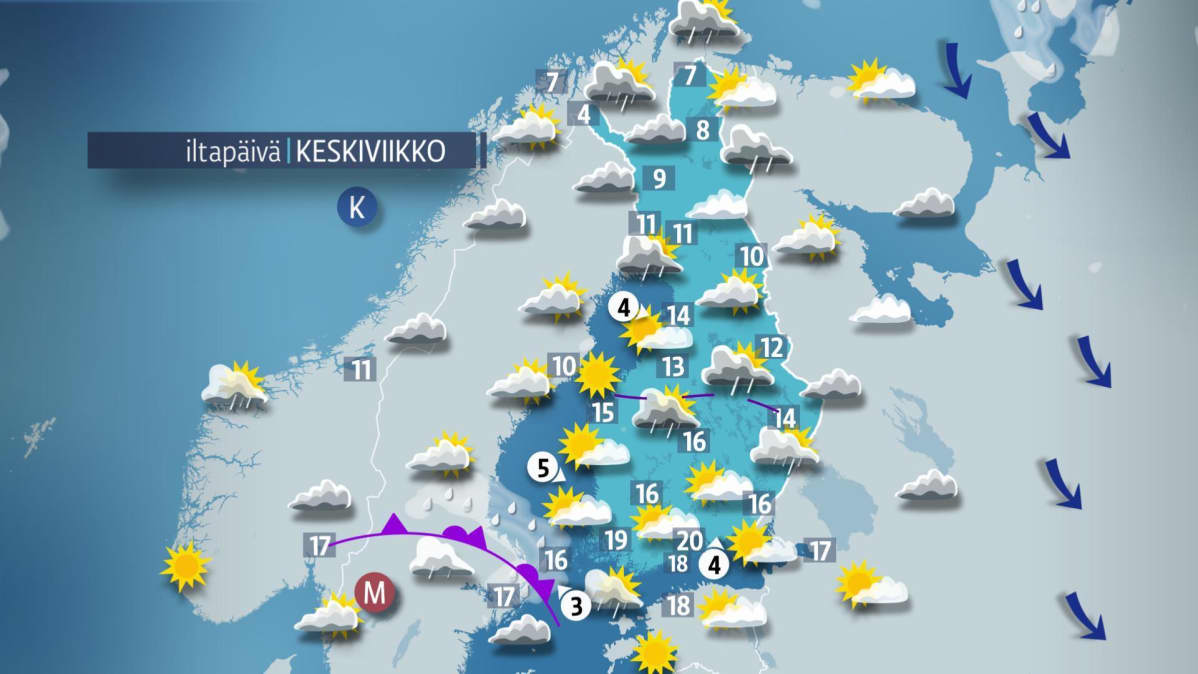 keskiviikon sääkartta