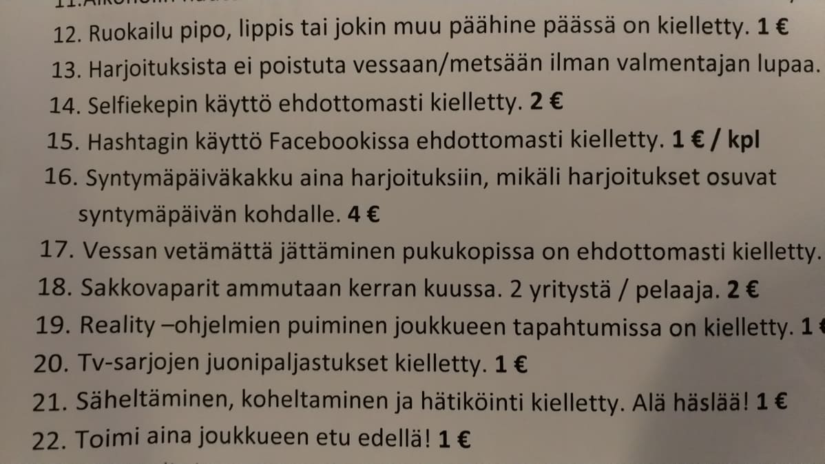 Kuvassa ote sakkolistasta.