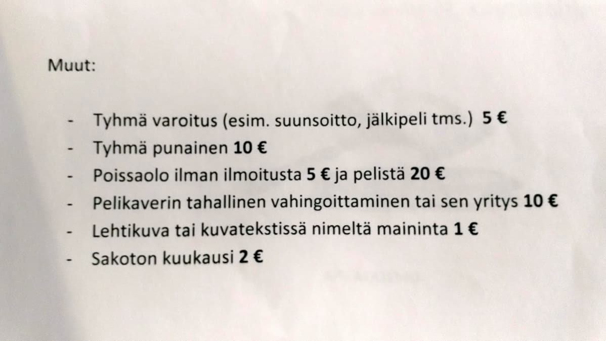 Kuvassa ote sakkolistassa.