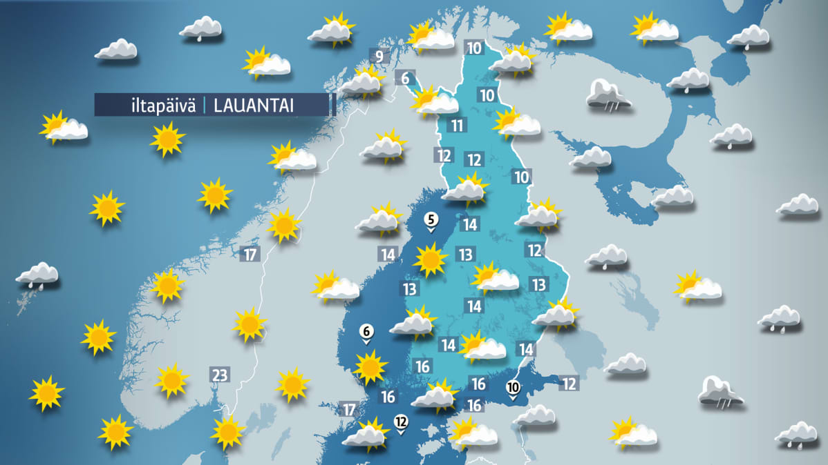 Sääennuste lauantaille 30. kesäkuuta.