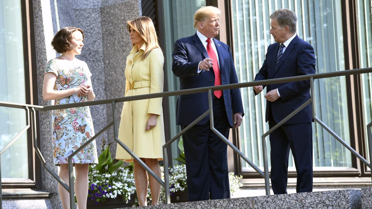 Jenni Haukio, Melania Trump, Donald Trump ja Sauli Niinistö Mäntyniemessä.
