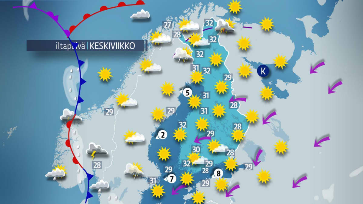 keskiviikon sääkartta