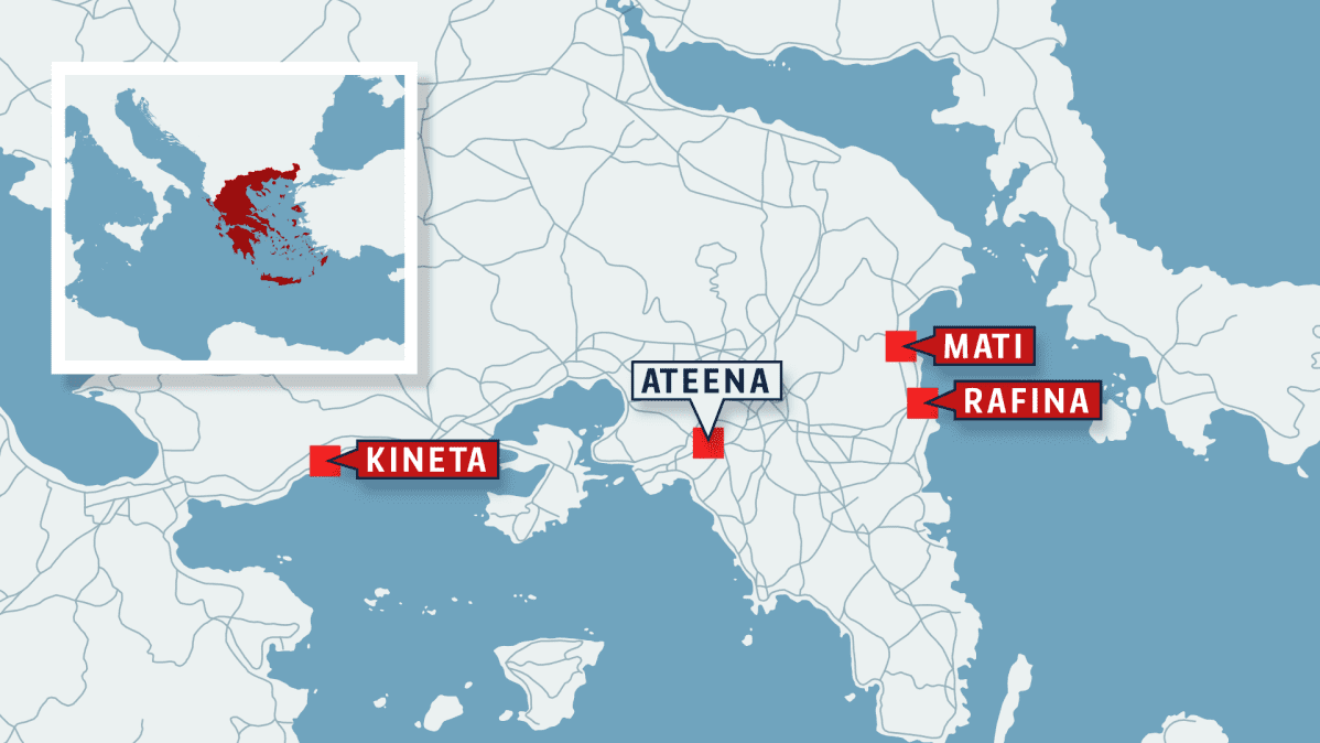 Kartta Ateenan alueesta.