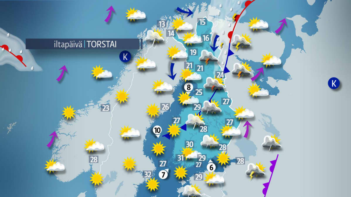 Torstain sääkartta.