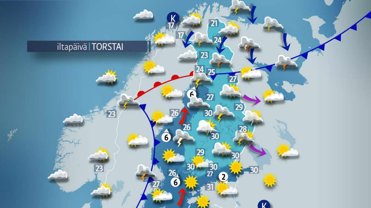 Torstain sääkartta.