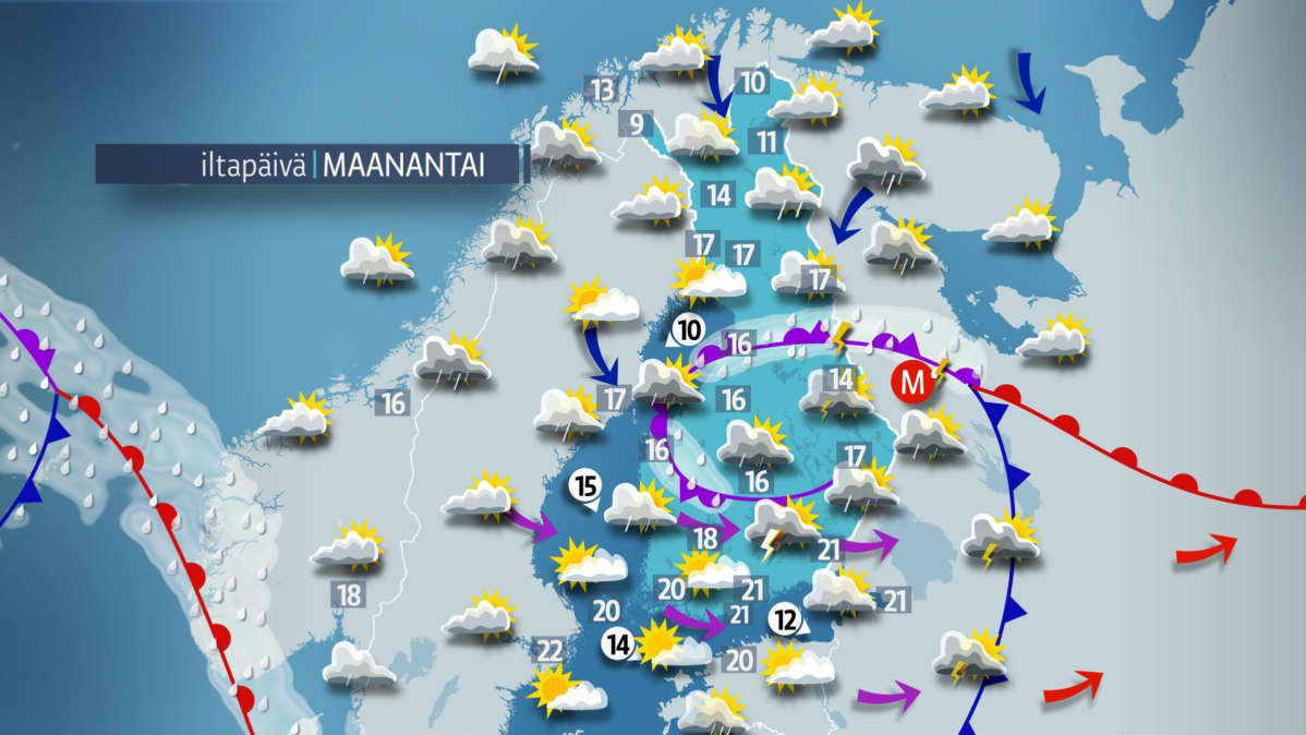 maanantain sääkartta