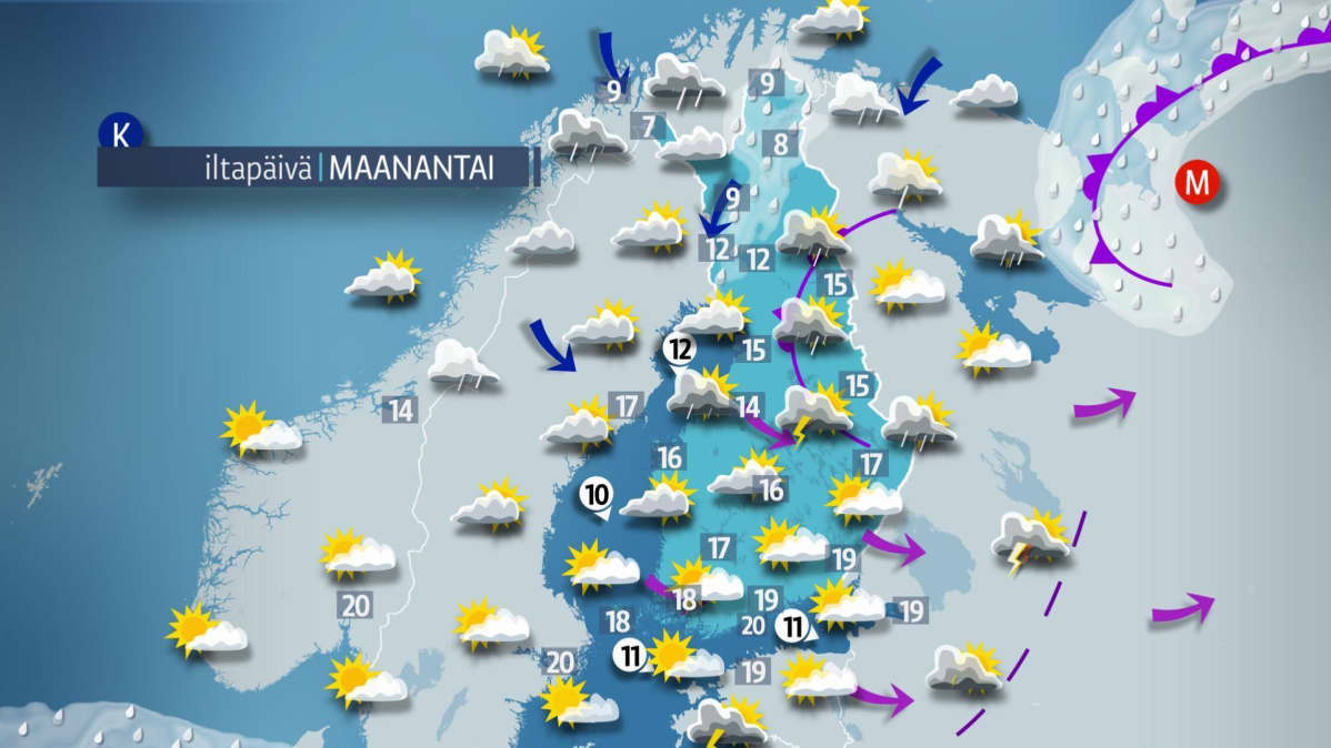 maanantain sääkartta