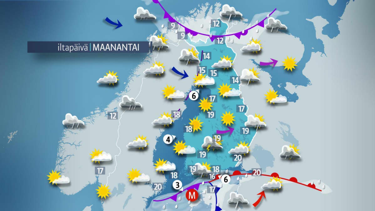 maanantain sääkartta