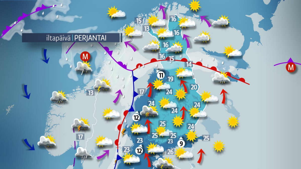 perjantain sääkartta