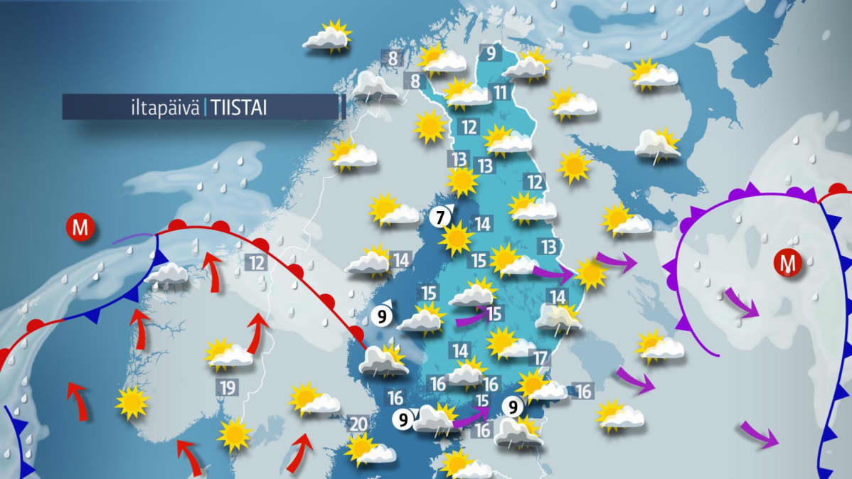 Tiistain sääkartta.