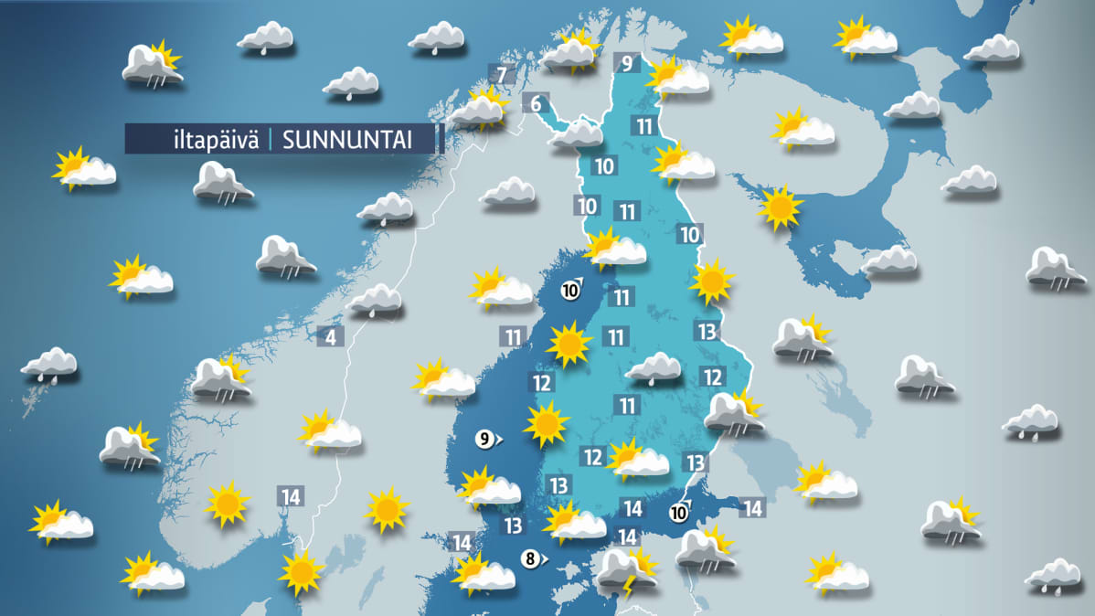 Sääennuste sunnuntaille 23. syyskuuta.